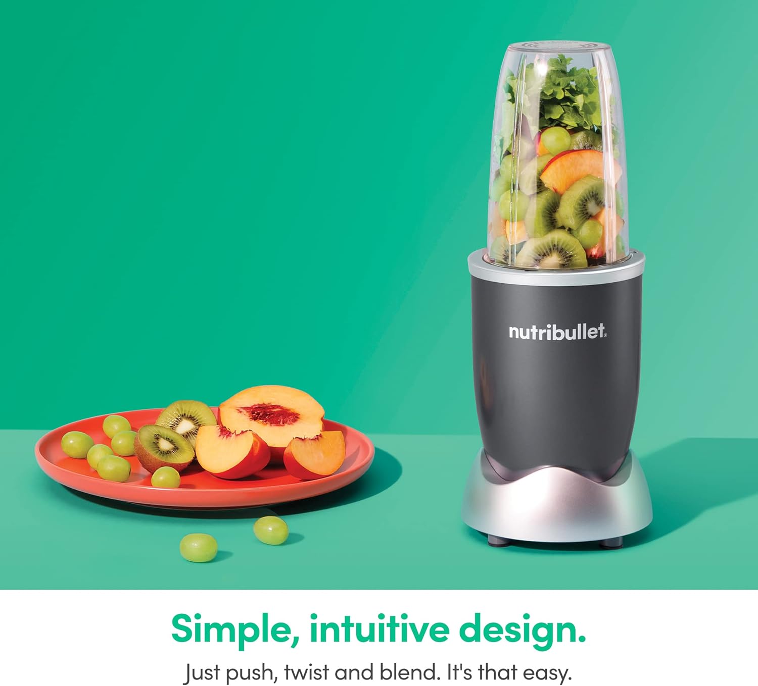 nutribullet Personal Blender, Shakes, Smoothies, Food Prep, and Frozen Blending, 24 Ounces, 600 Watt, Gray, NBR-0601WM